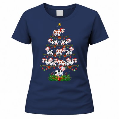 Cow Christmas Tree Funny Cow Lover Cow Xmas Women's T-Shirt