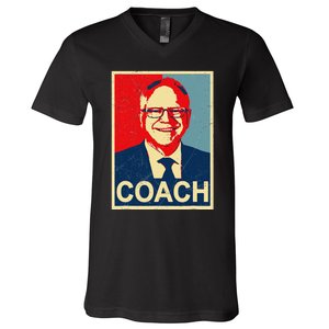 Coach! Coach Tim Walz Tribute Harris Walz Election 2024 V-Neck T-Shirt