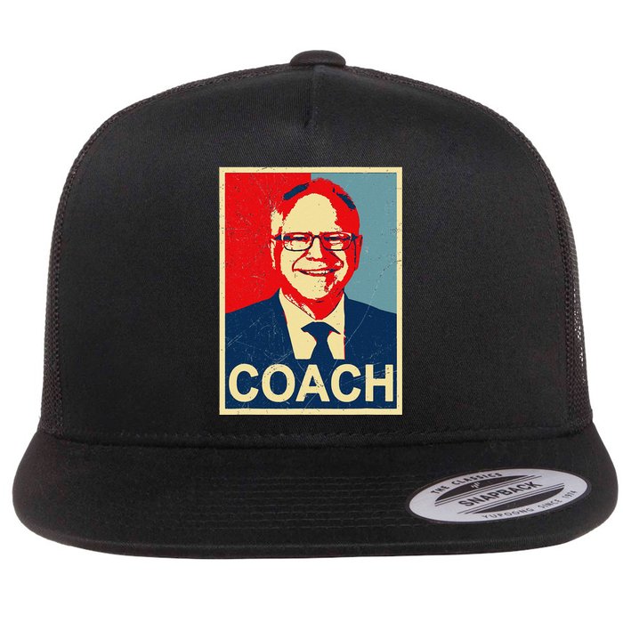 Coach! Coach Tim Walz Tribute Harris Walz Election 2024 Flat Bill Trucker Hat