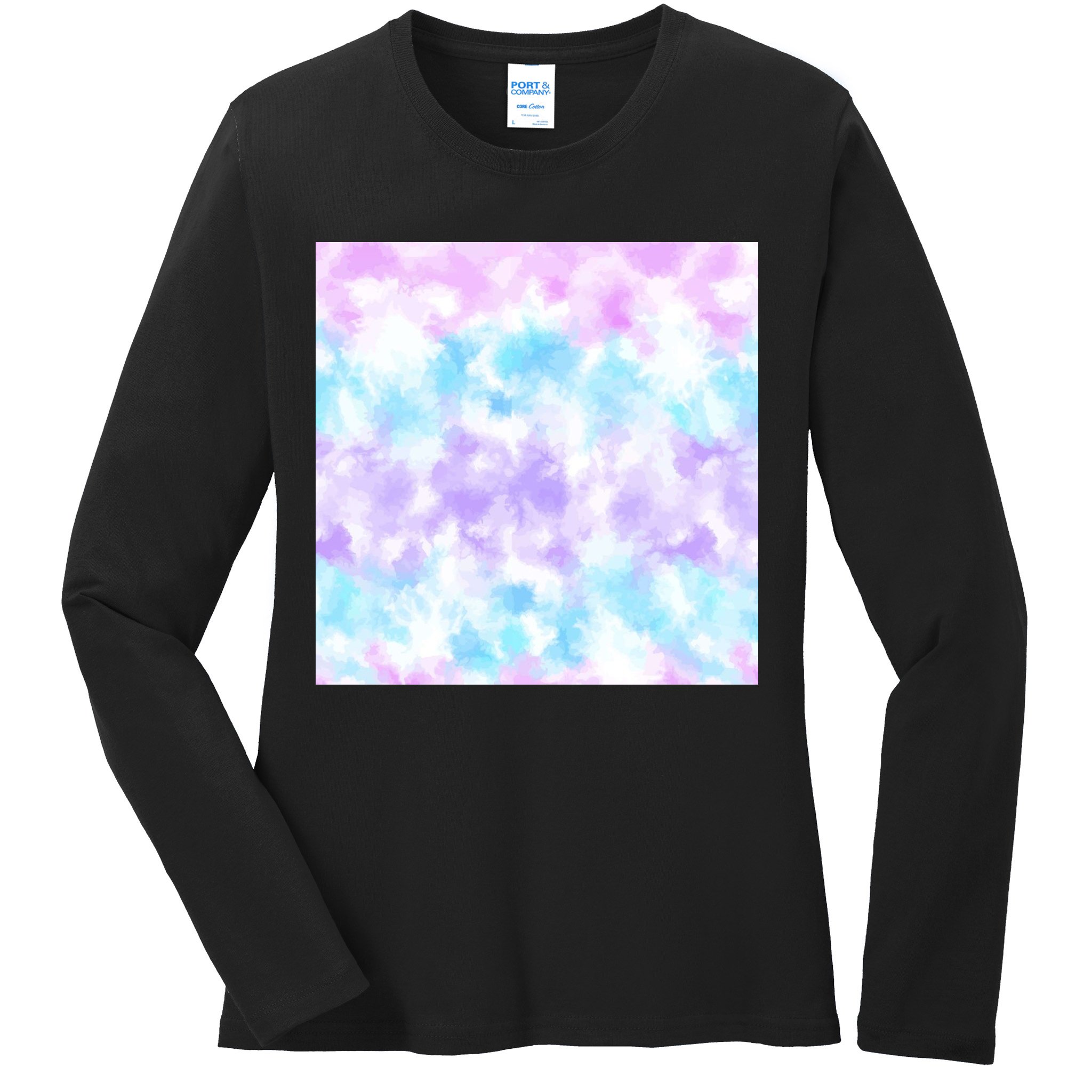 Cotton Candy Tie Dye Ladies Long Sleeve Shirt