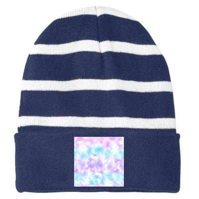 Cotton Candy Tie Dye Striped Beanie with Solid Band