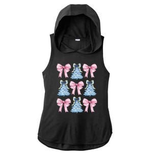 Chinoiserie Christmas Tree Coquette Bow Grandmillennial Ladies PosiCharge Tri-Blend Wicking Draft Hoodie Tank