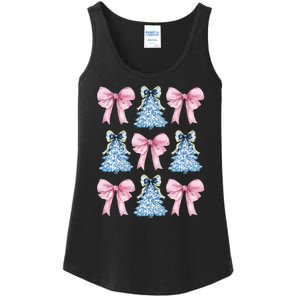 Chinoiserie Christmas Tree Coquette Bow Grandmillennial Ladies Essential Tank