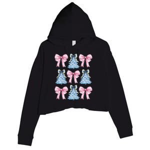 Chinoiserie Christmas Tree Coquette Bow Grandmillennial Crop Fleece Hoodie