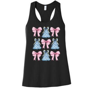 Chinoiserie Christmas Tree Coquette Bow Grandmillennial Women's Racerback Tank