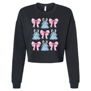 Chinoiserie Christmas Tree Coquette Bow Grandmillennial Cropped Pullover Crew