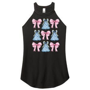 Chinoiserie Christmas Tree Coquette Bow Grandmillennial Women's Perfect Tri Rocker Tank