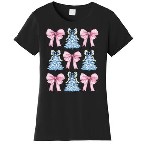 Chinoiserie Christmas Tree Coquette Bow Grandmillennial Women's T-Shirt