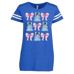 Chinoiserie Christmas Tree Coquette Bow Grandmillennial Enza Ladies Jersey Football T-Shirt