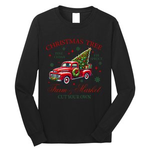 Coquette Christmas Tree Red Truck Farm & Market Xmas Pajamas Long Sleeve Shirt