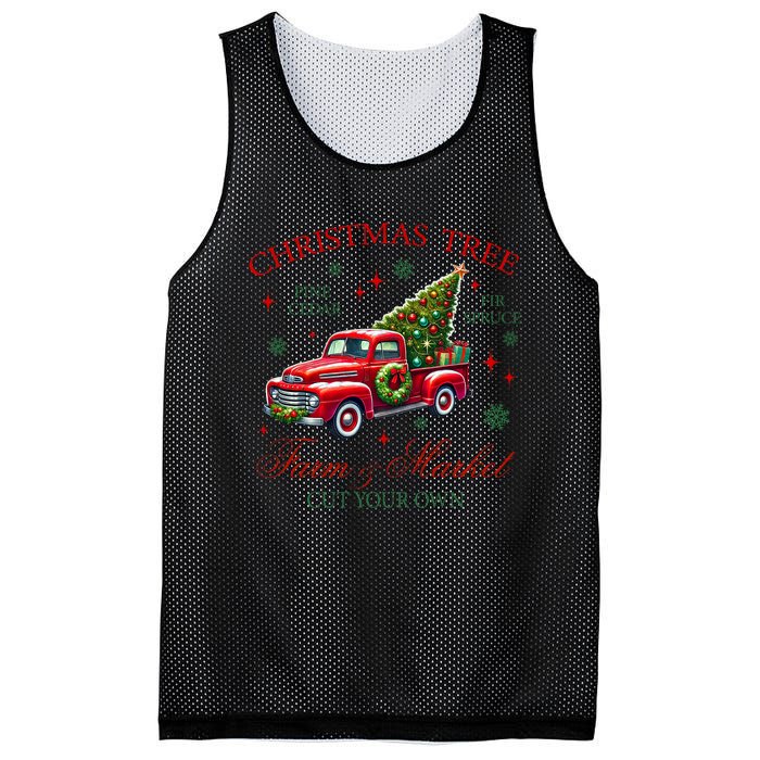 Coquette Christmas Tree Red Truck Farm & Market Xmas Pajamas Mesh Reversible Basketball Jersey Tank