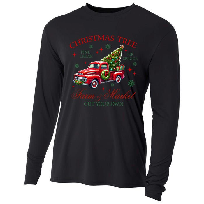 Coquette Christmas Tree Red Truck Farm & Market Xmas Pajamas Cooling Performance Long Sleeve Crew