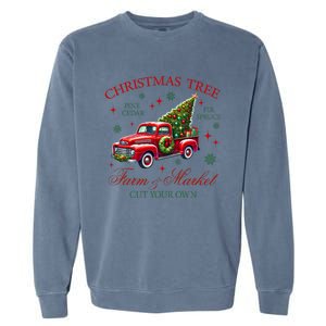 Coquette Christmas Tree Red Truck Farm & Market Xmas Pajamas Garment-Dyed Sweatshirt