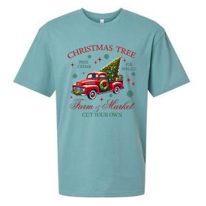 Coquette Christmas Tree Red Truck Farm & Market Xmas Pajamas Sueded Cloud Jersey T-Shirt