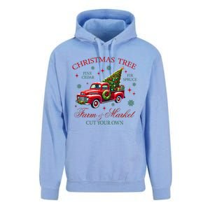 Coquette Christmas Tree Red Truck Farm & Market Xmas Pajamas Unisex Surf Hoodie