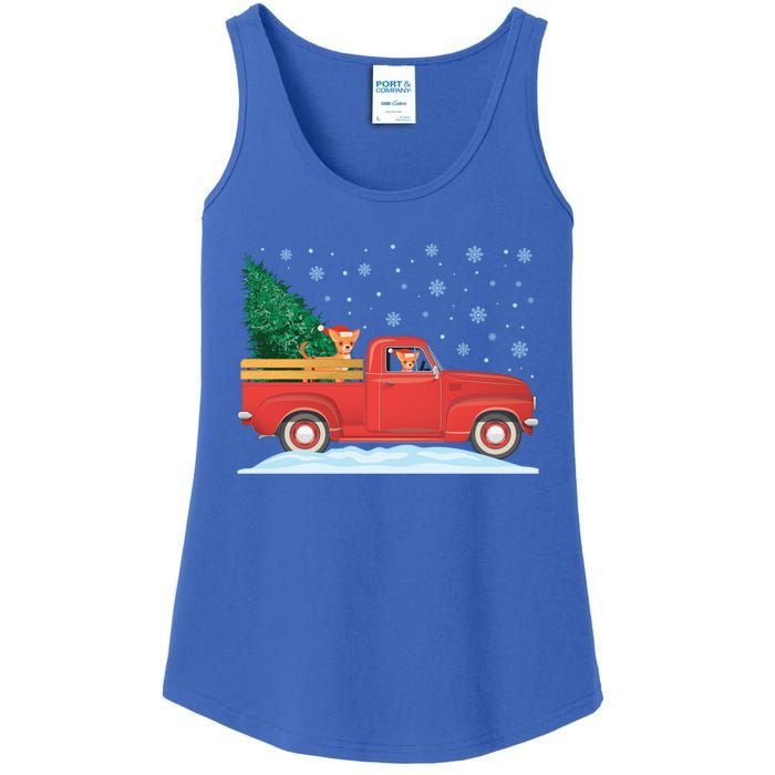 Chihuahua Christmas Tree Truck Vintage Christmas Truck Gift Ladies Essential Tank