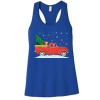 Chihuahua Christmas Tree Truck Vintage Christmas Truck Gift Women's Racerback Tank