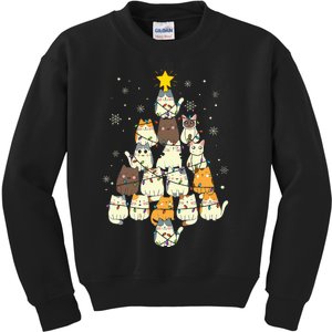 Cats Christmas Tree Kids Sweatshirt