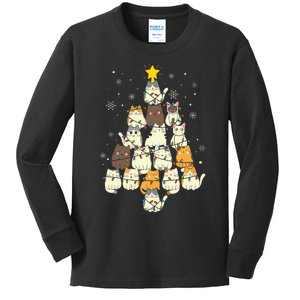 Cats Christmas Tree Kids Long Sleeve Shirt