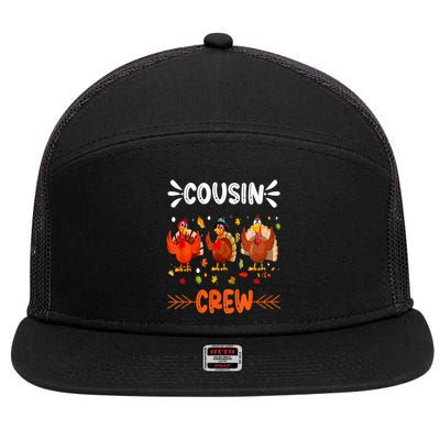 Cousin Crew Turkey Family Thanksgiving Pajamas Matching Great Gift 7 Panel Mesh Trucker Snapback Hat