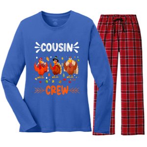 Cousin Crew Turkey Family Thanksgiving Pajamas Matching Great Gift Women's Long Sleeve Flannel Pajama Set 