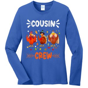 Cousin Crew Turkey Family Thanksgiving Pajamas Matching Great Gift Ladies Long Sleeve Shirt