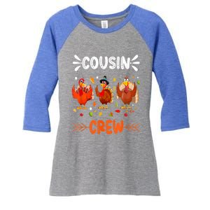 Cousin Crew Turkey Family Thanksgiving Pajamas Matching Great Gift Women's Tri-Blend 3/4-Sleeve Raglan Shirt