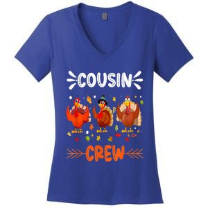 Cousin Crew Turkey Family Thanksgiving Pajamas Matching Great Gift Women's V-Neck T-Shirt