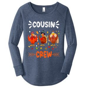 Cousin Crew Turkey Family Thanksgiving Pajamas Matching Great Gift Women's Perfect Tri Tunic Long Sleeve Shirt