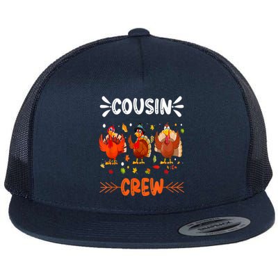 Cousin Crew Turkey Family Thanksgiving Pajamas Matching Great Gift Flat Bill Trucker Hat