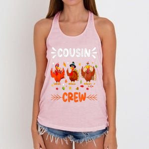 Cousin Crew Turkey Family Thanksgiving Pajamas Matching Great Gift Women's Knotted Racerback Tank