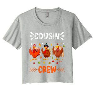 Cousin Crew Turkey Family Thanksgiving Pajamas Matching Great Gift Women's Crop Top Tee