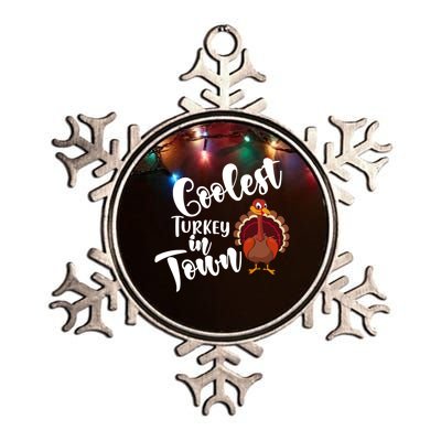 Cute Coolest Turkey In Town Thanksgiving Autumn Fall Design Cool Gift Metallic Star Ornament