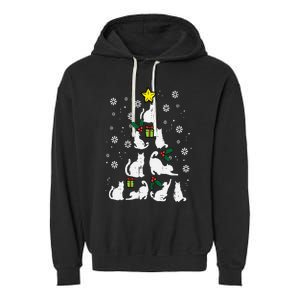 Cats Christmas Tree Cute Cat Lover Xmas Winter Garment-Dyed Fleece Hoodie