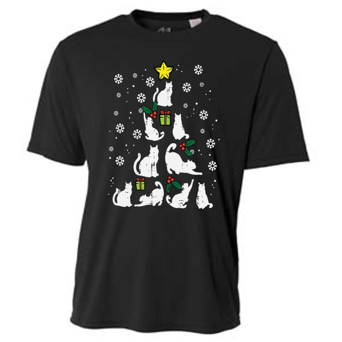 Cats Christmas Tree Cute Cat Lover Xmas Winter Cooling Performance Crew T-Shirt