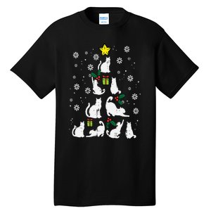 Cats Christmas Tree Cute Cat Lover Xmas Winter Tall T-Shirt