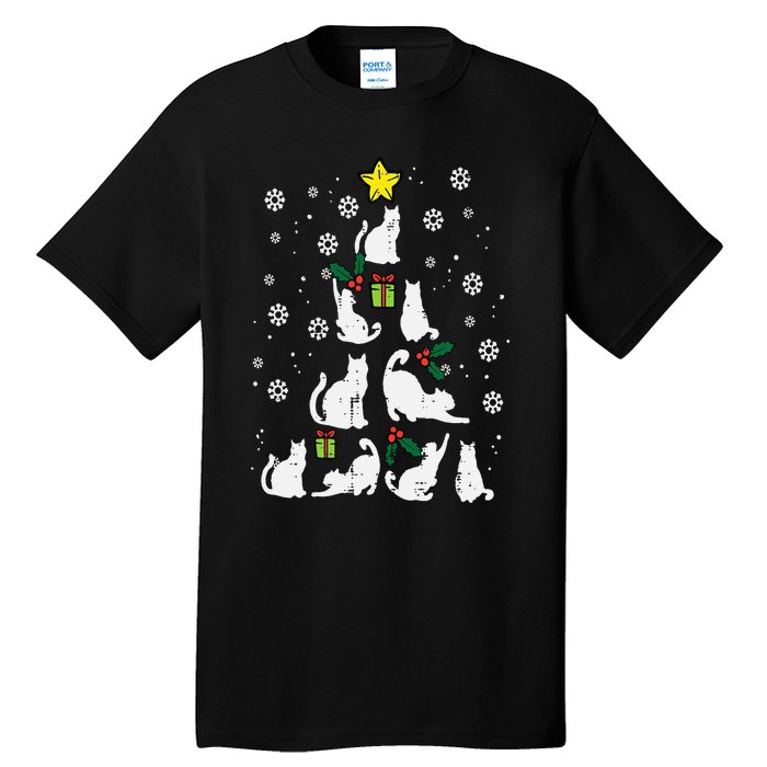 Cats Christmas Tree Cute Cat Lover Xmas Winter Tall T-Shirt