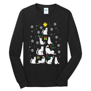 Cats Christmas Tree Cute Cat Lover Xmas Winter Tall Long Sleeve T-Shirt