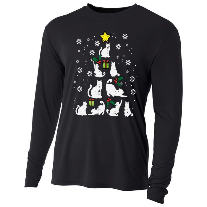 Cats Christmas Tree Cute Cat Lover Xmas Winter Cooling Performance Long Sleeve Crew