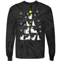 Cats Christmas Tree Cute Cat Lover Xmas Winter Tie-Dye Long Sleeve Shirt