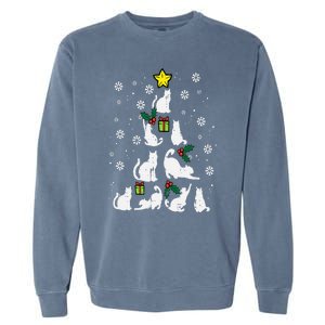 Cats Christmas Tree Cute Cat Lover Xmas Winter Garment-Dyed Sweatshirt