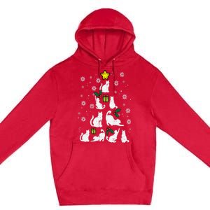 Cats Christmas Tree Cute Cat Lover Xmas Winter Premium Pullover Hoodie