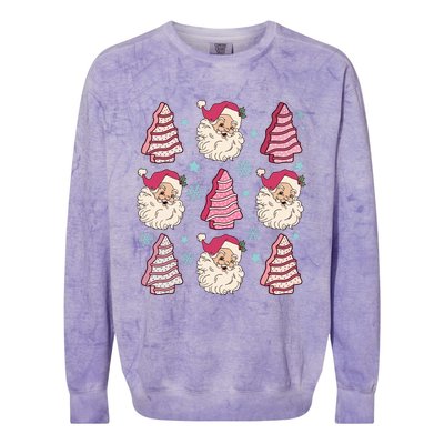 Coquette Christmas Tree Cake Santa Claus Christmas Bow Colorblast Crewneck Sweatshirt