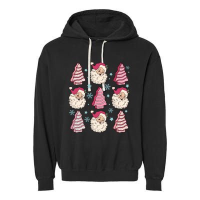 Coquette Christmas Tree Cake Santa Claus Christmas Bow Garment-Dyed Fleece Hoodie