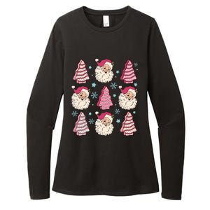 Coquette Christmas Tree Cake Santa Claus Christmas Bow Womens CVC Long Sleeve Shirt