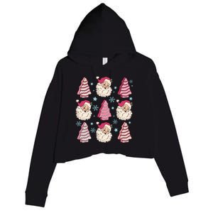 Coquette Christmas Tree Cake Santa Claus Christmas Bow Crop Fleece Hoodie