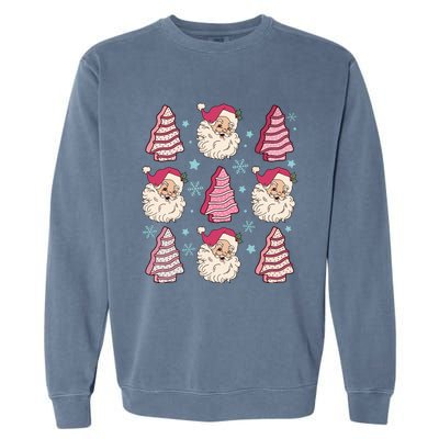 Coquette Christmas Tree Cake Santa Claus Christmas Bow Garment-Dyed Sweatshirt