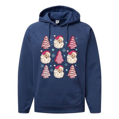 Coquette Christmas Tree Cake Santa Claus Christmas Bow Performance Fleece Hoodie