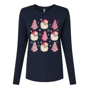 Coquette Christmas Tree Cake Santa Claus Christmas Bow Womens Cotton Relaxed Long Sleeve T-Shirt