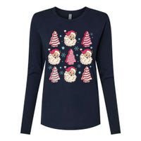 Coquette Christmas Tree Cake Santa Claus Christmas Bow Womens Cotton Relaxed Long Sleeve T-Shirt